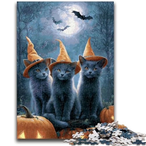 Puzzle für Erwachsene 1000 Teile Halloween-Tiere 1000 Teile für Erwachsene, Quizspiel ganze Familie (38x26cm) von GKJPOXZJ