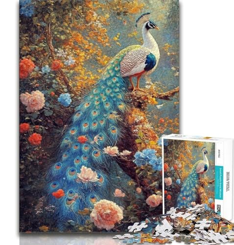 Puzzle für Erwachsene 1000 Teile Schöner Pfau, Lernspielzeug für die ganze Familie, geeignet als Schreibtischdekoration, 75x50cm von GKJPOXZJ