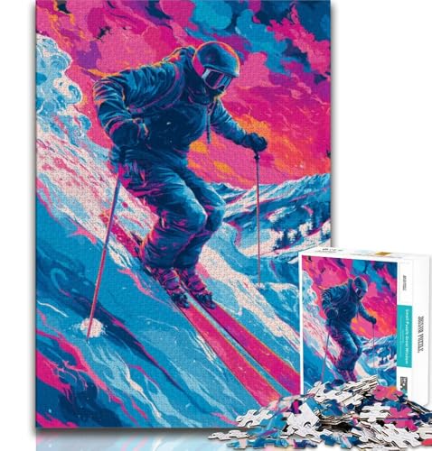Puzzle für Erwachsene 1000 Teile Skifahrer, anspruchsvolles Spiel und Familienspiel, Lernspiel zum Geburtstag, Weihnachten, 75x50cm von GKJPOXZJ