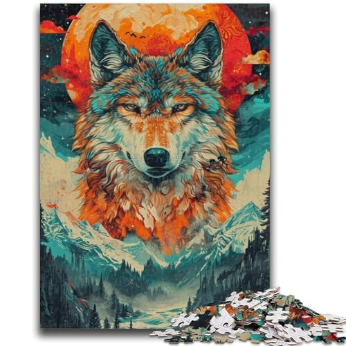 Puzzle für Erwachsene mit 1000 Teilen,schwierig,Psychedelischer Wolf,1000 Teile für Teenager,anspruchsvolles Spielspielzeug,Wanddekoration,einzigartige Geburtstags (75x50cm) von GKJPOXZJ