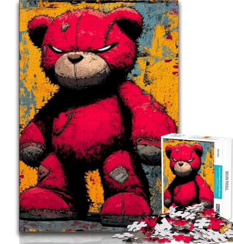 Puzzle für Erwachsene und Jugendliche, Puzzle „Roter Bär“, anspruchsvolles Spiel, ganze Familie, 38x26cm von GKJPOXZJ