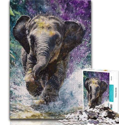 Puzzle für Erwachsene und Jugendliche, Puzzle Elefant Aquarell, anspruchsvolles Spiel, ganze Familie, 38x26cm von GKJPOXZJ