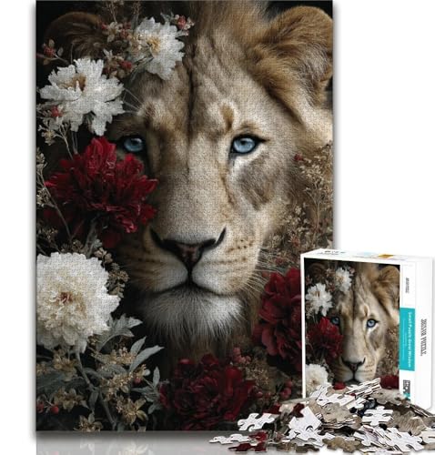 Puzzle für Erwachsene und Teenager, Blumenlöwe, anspruchsvolles Spiel und Lernspiel für die ganze Familie zum Geburtstag, Weihnachten, 75x50cm von GKJPOXZJ