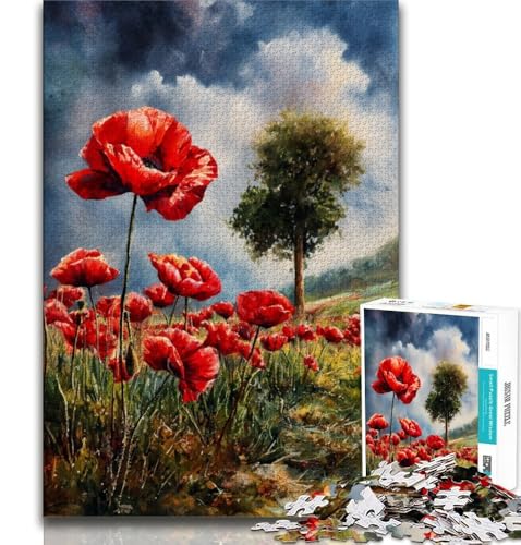Puzzle für Erwachsene und Teenager, Mohn-Puzzle, anspruchsvolles Spiel und Lernspiel für die ganze Familie zum Geburtstag, Weihnachten, 75x50cm Puzzle für Erwachsene und Teenager, Mohn-Puzzle, anspruchsvolles Spiel und Lernspiel für die ganze Familie zum Geburtstag, Weihnachten, 75x50cm von GKJPOXZJ