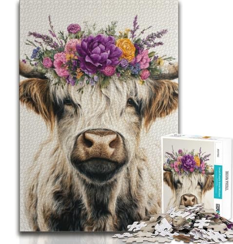 Puzzle für Jugendliche, 1000 Teile, Kuh, anspruchsvoll, schwierig, mit vollständig ineinandergreifenden, zufällig geformten Teilen, 75x50cm Puzzle für Jugendliche, 1000 Teile, Kuh, anspruchsvoll, schwierig, mit vollständig ineinandergreifenden, zufällig geformten Teilen, 75x50cm von GKJPOXZJ
