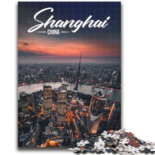 Puzzle für Jugendliche, 1000 Teile, Shanghai, 1000 Teile für Jugendliche, mit passendem Poster und Quizblatt für Kinder ab 14 Jahren (50x75cm) von GKJPOXZJ