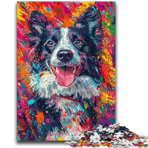 Puzzle für Jugendliche 1000 Teile Border Collie Hund 1000 Teile für Erwachsene, Quizspiel ganze Familie (50x75cm) von GKJPOXZJ