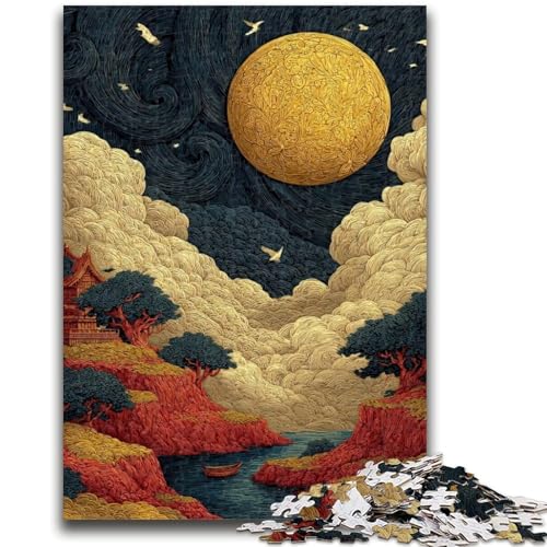 Puzzle für Jugendliche 1000 Teile Goldene Landschaft 1000 Teile für Erwachsene, Quizspiel ganze Familie (26x38cm) von GKJPOXZJ