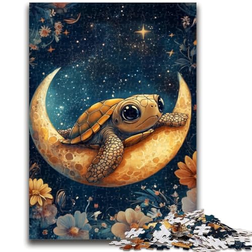 Puzzle für Jugendliche 1000 Teile Schildkröte auf dem Mond 1000 Teile für Erwachsene, Quizspiel ganze Familie (50x75cm) von GKJPOXZJ