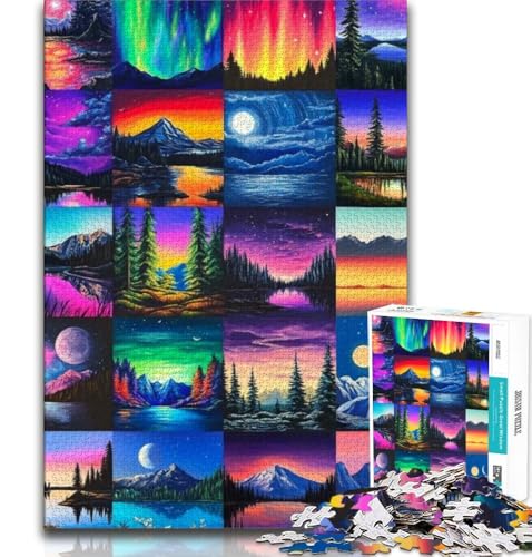 Puzzle für Teenager, 1000 Aurora-Collagen, Lernspiele, Heimdekoration, Lernspiel für Geburtstag, Weihnachten, 38x26cm von GKJPOXZJ