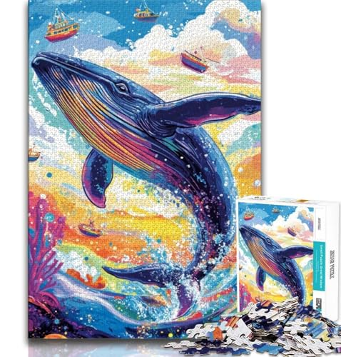 Puzzle für Teenager, 1000 Bunte Wale, Lernspiele, Heimdekoration, Lernspiel für Geburtstag, Weihnachten, 38x26cm von GKJPOXZJ