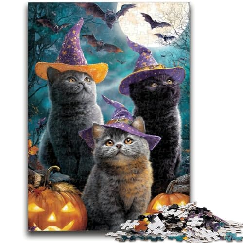 Puzzle für Teenager, 1000 Halloween-Tiere, 1000 Teile für Teenager, Quizspiel, Wanddekoration, einzigartige Geburtstags (38x26cm) von GKJPOXZJ