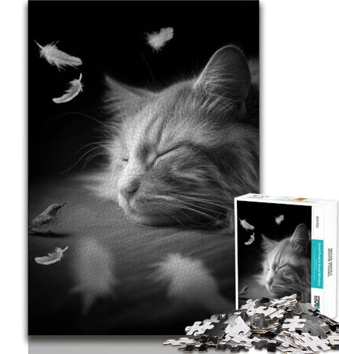 Puzzle für Teenager, 1000 Puzzles, Katzenkunst, für Lernspiele, Herausforderungsspielzeug, einzigartige Heimdekoration und Geschenke, 38x26cm von GKJPOXZJ