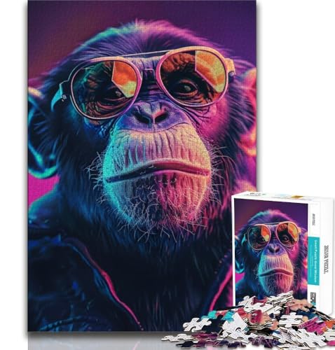 Puzzle für Teenager, 1000 Puzzles, Schimpanse mit Sonnenbrille, Lernspiele, Heimdekoration, Geburtstagsgeschenk, Geschenke, Wandkunst, 38x26cm Puzzle für Teenager, 1000 Puzzles, Schimpanse mit Sonnenbrille, Lernspiele, Heimdekoration, Geburtstagsgeschenk, Geschenke, Wandkunst, 38x26cm von GKJPOXZJ