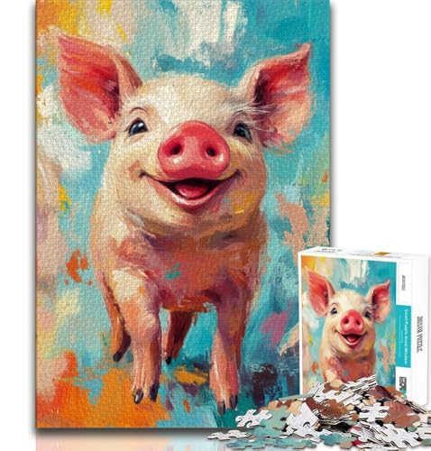Puzzle für Teenager, 1000 Stück, Schweinebaby-Malerei, Lernspiele, Heimdekoration, Lernspiel für Geburtstag, Weihnachten, 38x26cm von GKJPOXZJ