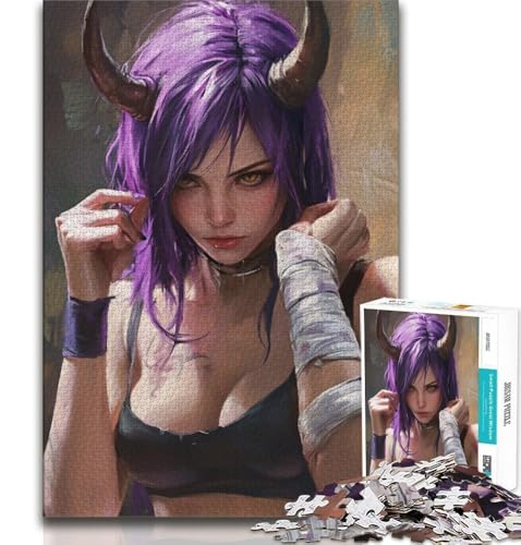 Puzzle für Teenager, 1000 Teile, Anime-Dämonenmädchen, hilft dem Gehirn, süchtig machendes Spielzeug zu trainieren, um Geduld zu fördern, Geschenk für Geburtstage, 38x26cm von GKJPOXZJ