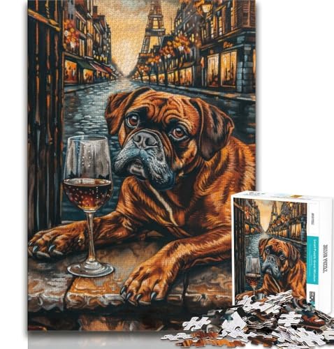 Puzzle für Teenager, 1000 Teile, Boxerhund beim Trinken, für Lernspiele, Herausforderungsspielzeug, als Geschenk für die ganze Familie, 75x50cm von GKJPOXZJ