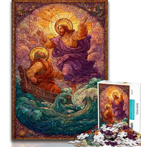 Puzzle für Teenager, 1000 Teile, Buntglas-Jesus, Spielzeug, Lernspiele, Stressabbau, tolle Geschenke und Spielzeuge, 38x26cm von GKJPOXZJ