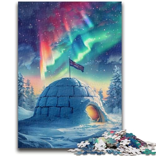 Puzzle für Teenager, 1000 Teile, Eisschlösser unter der Aurora Borealis, Puzzle für Erwachsene, Stressabbau, schwierige Herausforderung, einzigartige Heimdekoration und Geschenke (75x50cm) von GKJPOXZJ