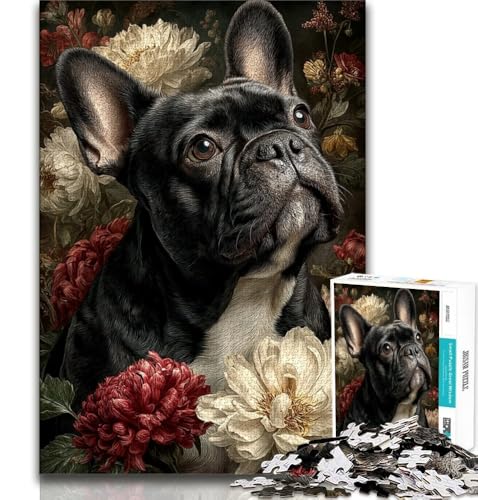 Puzzle für Teenager, 1000 Teile, Französische Bulldogge, Spielzeug, Lernspiele, Stressabbau, tolle Geschenke und Spielzeuge, 75x50cm von GKJPOXZJ