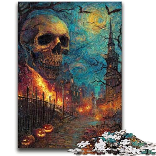 Puzzle für Teenager, 1000 Teile, Halloween-Skelettlandschaft, 1000 Teile für Erwachsene, für Lernspiele, Herausforderungsspielzeug, als Geschenk für die ganze Familie (75x50cm) von GKJPOXZJ