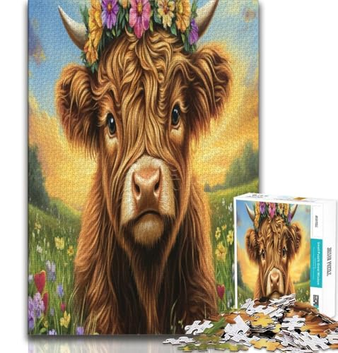 Puzzle für Teenager, 1000 Teile, Highland Cow, hilft dem Gehirn, süchtig machendes Spielzeug zu trainieren, um Geduld zu fördern und das Gedächtnis zu verbessern, 38x26cm Puzzle für Teenager, 1000 Teile, Highland Cow, hilft dem Gehirn, süchtig machendes Spielzeug zu trainieren, um Geduld zu fördern und das Gedächtnis zu verbessern, 38x26cm von GKJPOXZJ