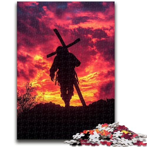 Puzzle für Teenager, 1000 Teile, Jesus trägt das Kreuz, Teenager-Puzzles, Lernspiele, Heimdekoration, geeignet für die Schreibtischdekoration (26x38cm) von GKJPOXZJ