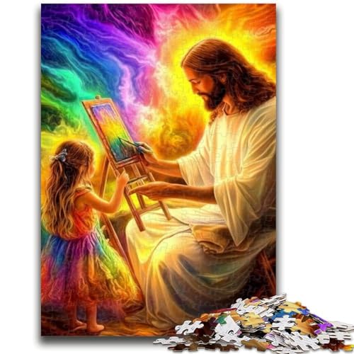 Puzzle für Teenager, 1000 Teile, Jesus und das kleine Mädchen, Teenager-Puzzles, Lernspiele, Heimdekoration, geeignet für die Schreibtischdekoration (75x50cm) von GKJPOXZJ