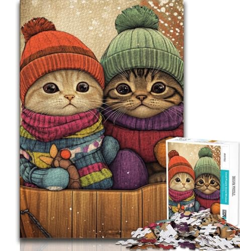 Puzzle für Teenager, 1000 Teile, Katzenpaar, Spielzeug, Lernspiele, Stressabbau, tolle Geschenke und Spielzeuge, 75x50cm von GKJPOXZJ
