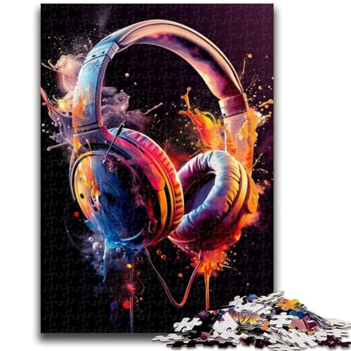Puzzle für Teenager, 1000 Teile, Kopfhörer, Bunte Spritzkunst, 1000 Teile für Erwachsene, Lernspiele für die ganze Familie, Heimdekoration, Geschenk, (38x26cm) von GKJPOXZJ