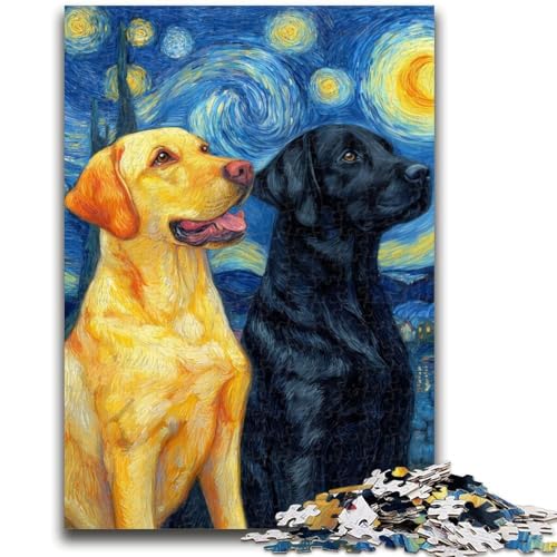 Puzzle für Teenager, 1000 Teile, Labrador unter dem Nachthimmel, Puzzle für Erwachsene, ganze Familie ab 14 Jahren (50x75cm) von GKJPOXZJ
