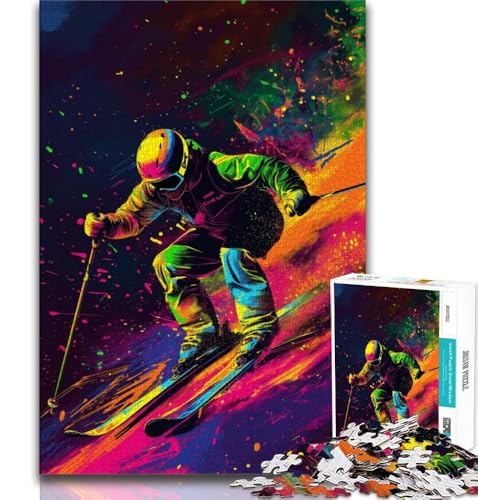 Puzzle für Teenager, 1000 Teile, Ölgemälde eines Skifahrers, Spielzeug, Lernspiele, Stressabbau, tolle Geschenke und Spielzeuge, 75x50cm Puzzle für Teenager, 1000 Teile, Ölgemälde eines Skifahrers, Spielzeug, Lernspiele, Stressabbau, tolle Geschenke und Spielzeuge, 75x50cm von GKJPOXZJ