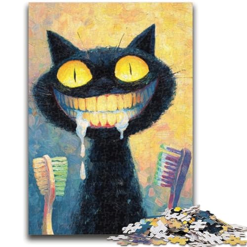 Puzzle für Teenager, 1000 Teile, Schwarze Katzenkunst, 1000 Teile für Teenager, Quizspiel, Wanddekoration, einzigartige Geburtstags (75x50cm) von GKJPOXZJ