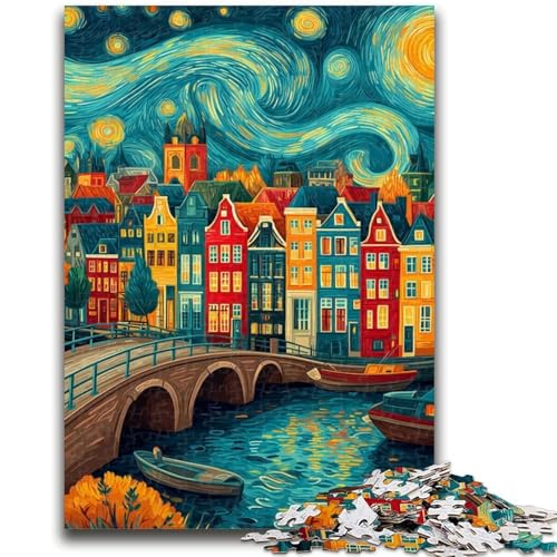 Puzzle für Teenager, 1000 Teile, Stadt unter dem Nachthimmel, Puzzle für Erwachsene, ganze Familie ab 14 Jahren (26x38cm) von GKJPOXZJ