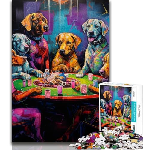 Puzzle für Teenager, 1000 Teile, Tiere Spielen Poker, Lernspiele, Heimdekoration, ganze Familie, 38x26cm von GKJPOXZJ