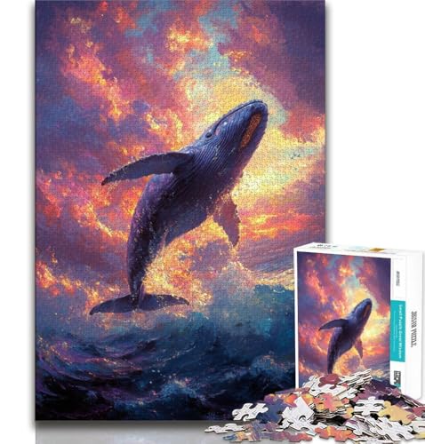 Puzzle für Teenager, 1000 Teile, Wale springen bei Sonnenuntergang, anspruchsvolles Spiel und Familienspiel, Geburtstagsgeschenk, Geschenke, Wandkunst, 38x26cm von GKJPOXZJ