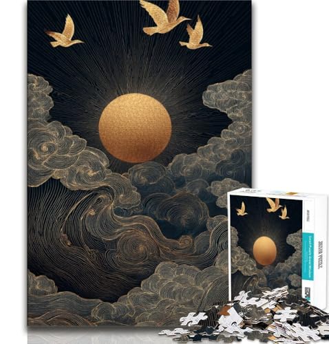 Puzzle für Teenager, 1000 Teile, Wellen im japanischen Stil, zum Stressabbau, schwierige Herausforderung, einzigartige Heimdekoration und Geschenke, 38x26cm von GKJPOXZJ