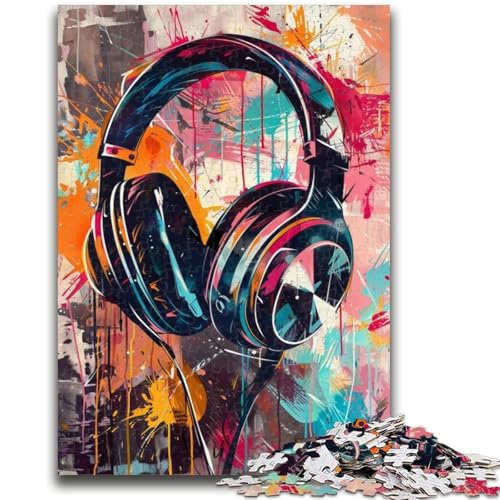Puzzle für Teenager, 1000 Teile, farbenfrohe Kopfhörer-Malpuzzles, Stressabbau, Staycation-Zeitvertreib, Stärkung der Liebe zwischen Paaren (26x38cm) von GKJPOXZJ