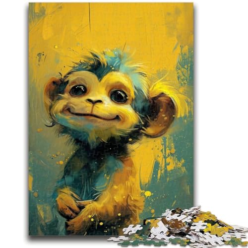 Puzzle für Teenager, 1000 Teile, süßes kleines gelbes Äffchen, Puzzle für Erwachsene, Stressabbau, schwierige Herausforderung, Wichtelgeschenke (50x75cm) von GKJPOXZJ