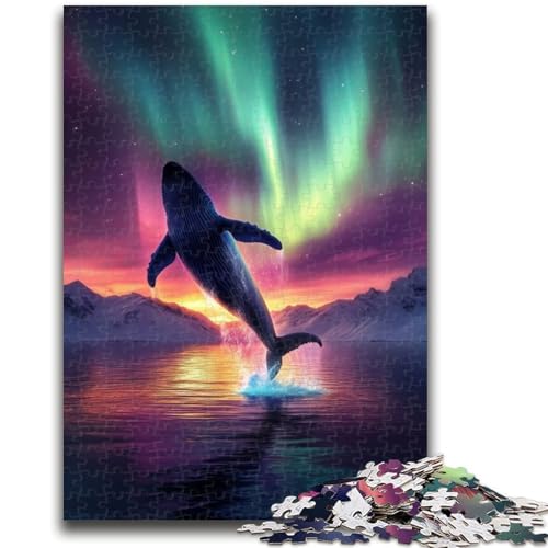 Puzzle für Teenager, 1000 Wale unter der Aurora, Teenager-Puzzles, anspruchsvolles Spiel, ganze Familie (75x50cm) von GKJPOXZJ