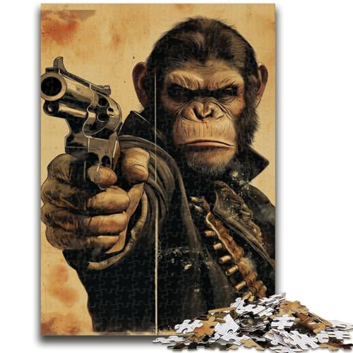 Puzzle für Teenager, 1000-teiliges Gorilla-Schießpuzzle für Erwachsene, ganze Familie ab 14 Jahren (26x38cm) von GKJPOXZJ