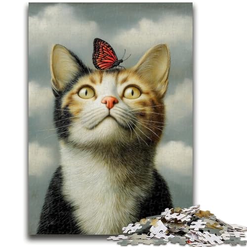Puzzle für Teenager, 1000-teiliges Katzen- und Schmetterlingspuzzle für Erwachsene, ganze Familie ab 14 Jahren (50x75cm) von GKJPOXZJ
