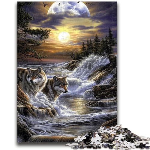 Puzzle für Teenager, 1000-teiliges Mondwolf-Puzzle für Erwachsene, ganze Familie ab 14 Jahren (26x38cm) von GKJPOXZJ