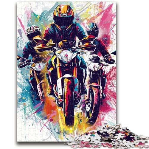 Puzzle für Teenager, Aquarell-Motorrad, 1000 Teile, anspruchsvolles Spiel, ganze Familie (75x50cm) von GKJPOXZJ