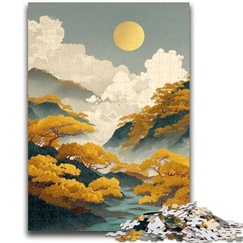 Puzzle für Teenager, Berg im japanischen Stil, 1000 Teile, Stressabbau, schwierige Herausforderung, Heimdekorationsspielzeug (26x38cm) von GKJPOXZJ