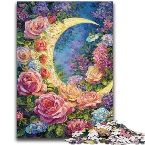 Puzzle für Teenager, Blumen und Mond, 1000 Teile, anspruchsvolles Spiel, ganze Familie (75x50cm) von GKJPOXZJ