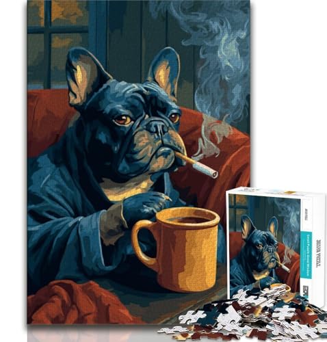 Puzzle für Teenager, Französische Bulldogge trinkt Kaffee, Lernspielzeug, Spaß bei Aktivitäten zu Hause, Geburtstagsgeschenk, Reisegeschenke, 38x26cm Puzzle für Teenager, Französische Bulldogge trinkt Kaffee, Lernspielzeug, Spaß bei Aktivitäten zu Hause, Geburtstagsgeschenk, Reisegeschenke, 38x26cm von GKJPOXZJ