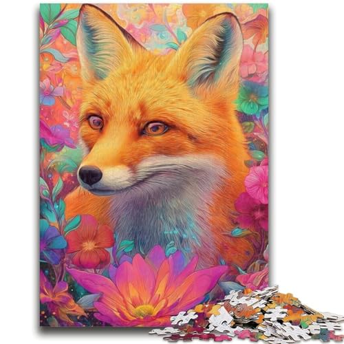 Puzzle für Teenager, Fuchs und Blumen, 1000 Teile, anspruchsvolles Spiel, ganze Familie (38x26cm) von GKJPOXZJ