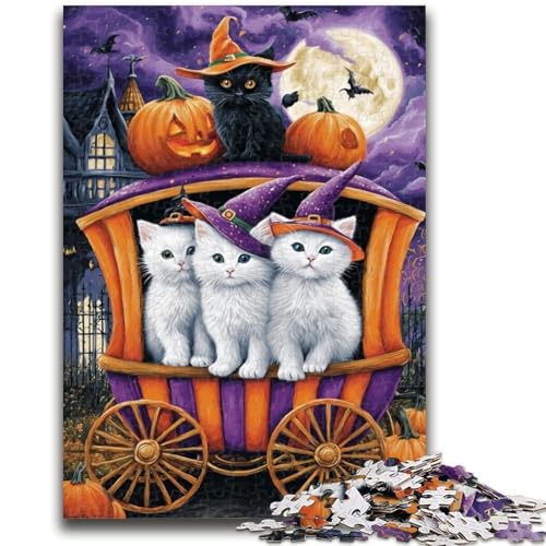 Puzzle für Teenager, Halloween-Katze, 1000 Teile, anspruchsvolles Spiel, ganze Familie (75x50cm) von GKJPOXZJ