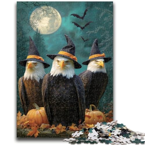 Puzzle für Teenager, Halloween-Tiere, 1000 Teile, für Erwachsene, Familienunterhaltungsspielzeug mit passendem Poster und Quizblatt, (38x26cm) von GKJPOXZJ